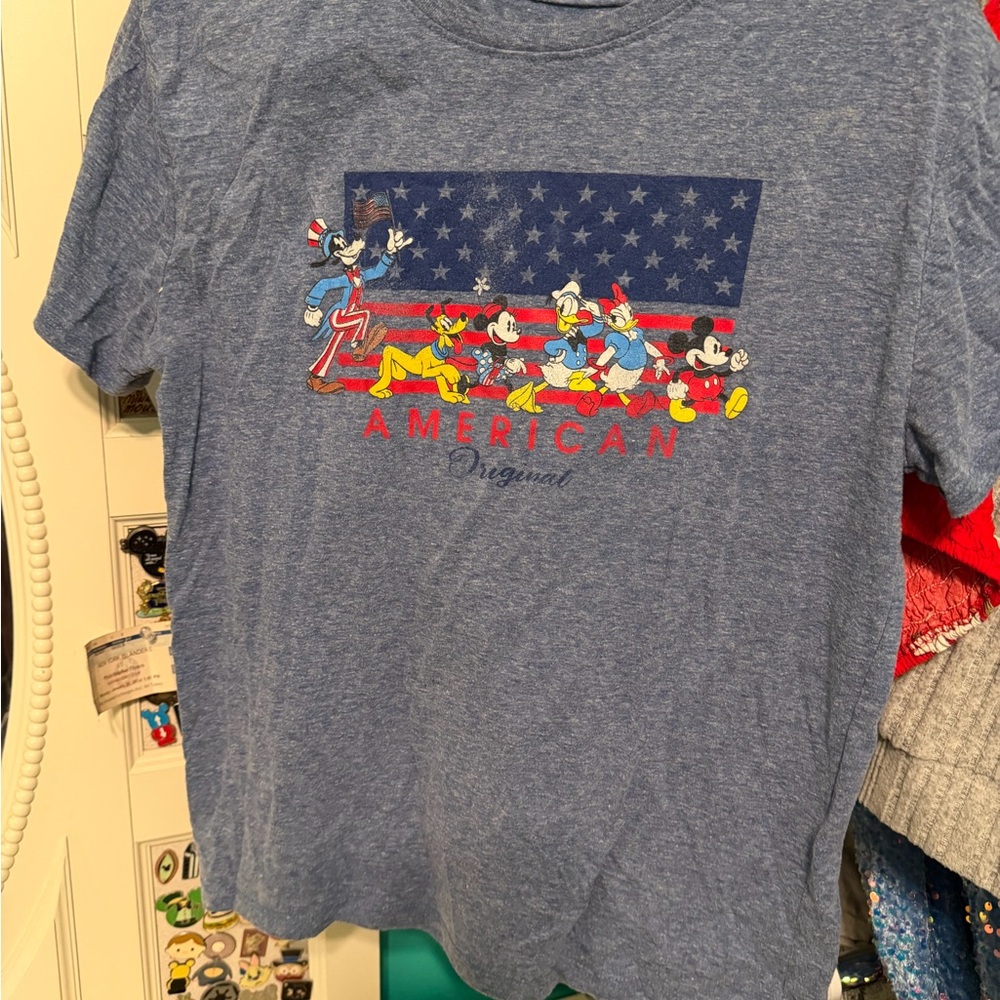 Disney Blue Kids Graphic Tee with Patriotic Character Print